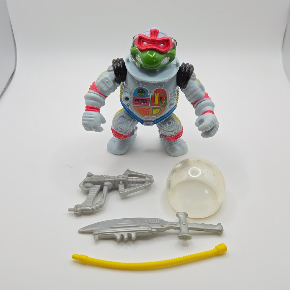 100% COMPLETE - TMNT Space Cadet Raph Figure 1990 w/ Gun & Sword